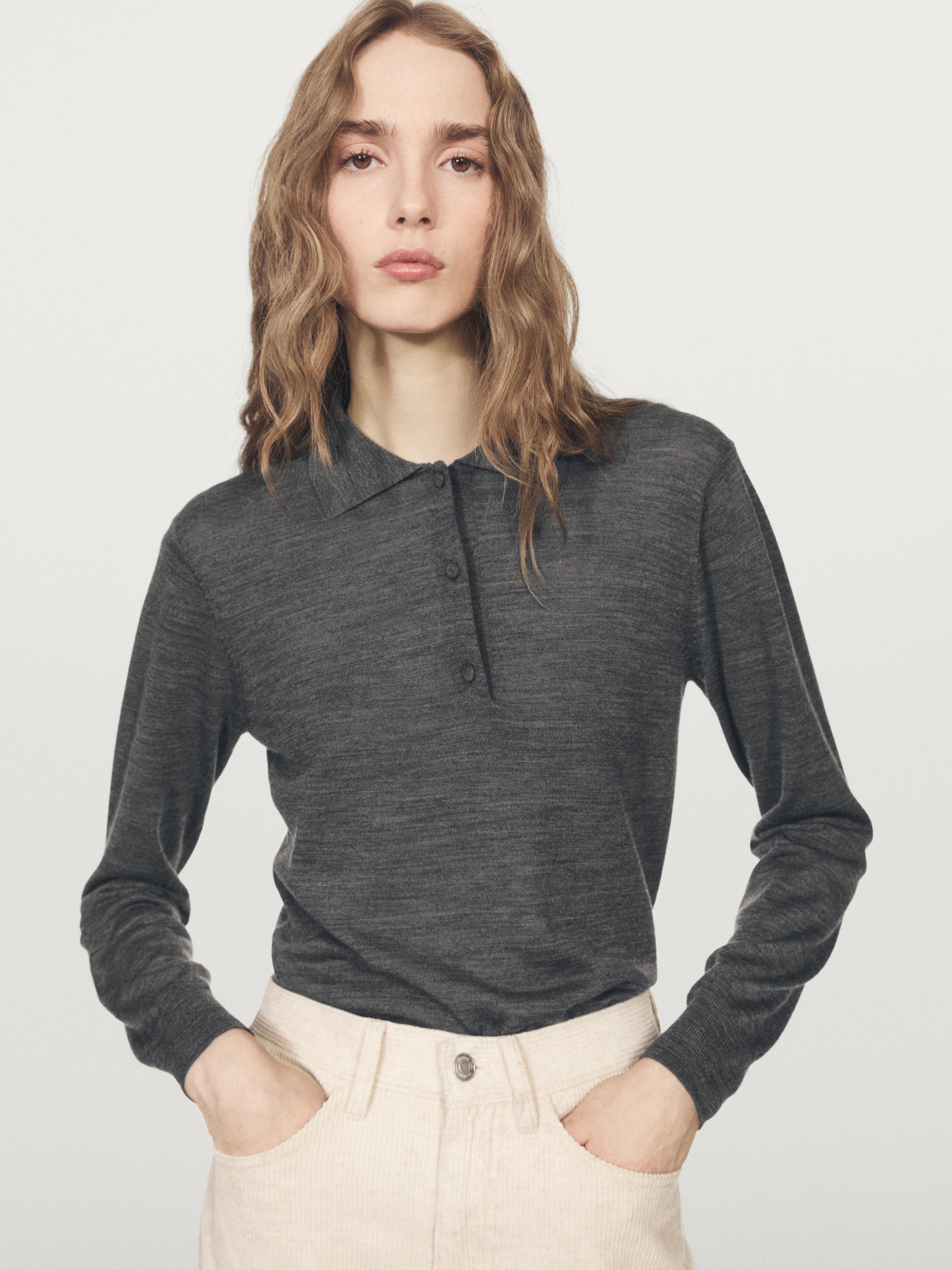 Pull polo en maille de laine